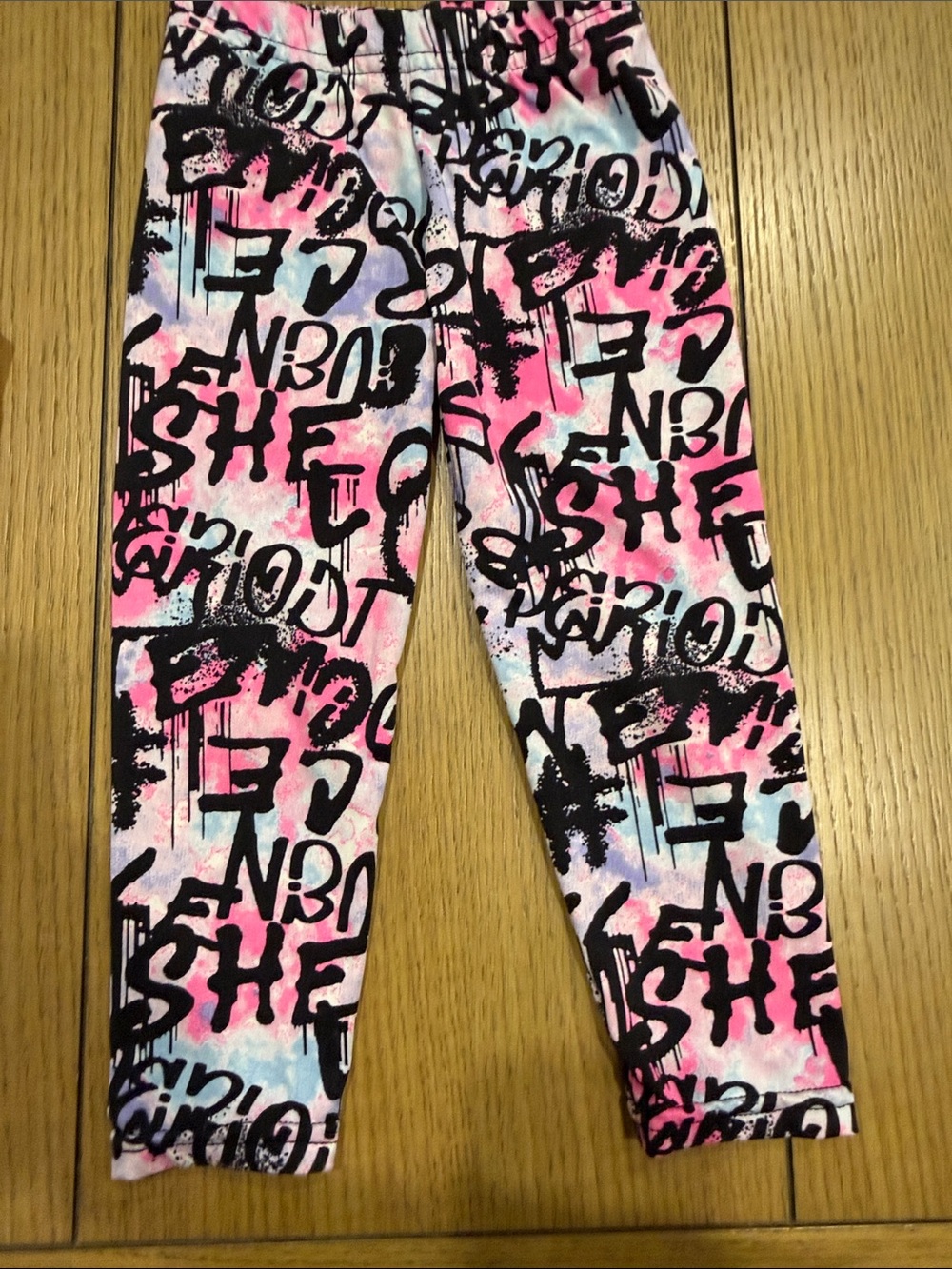 Kids' Pink & Blue Graffiti Print Leggings